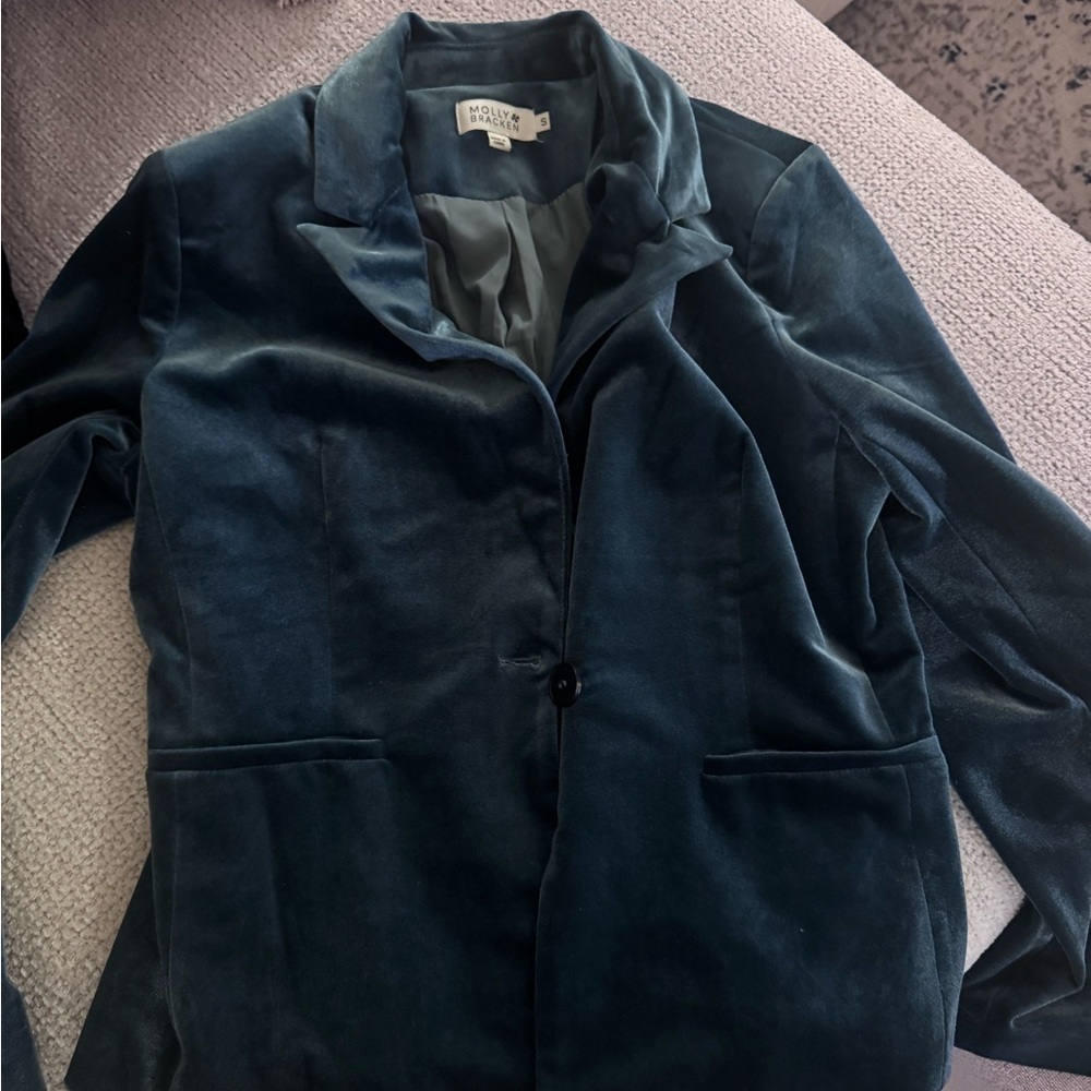 Molly Bracken Velvet Blazer - Deep Teal